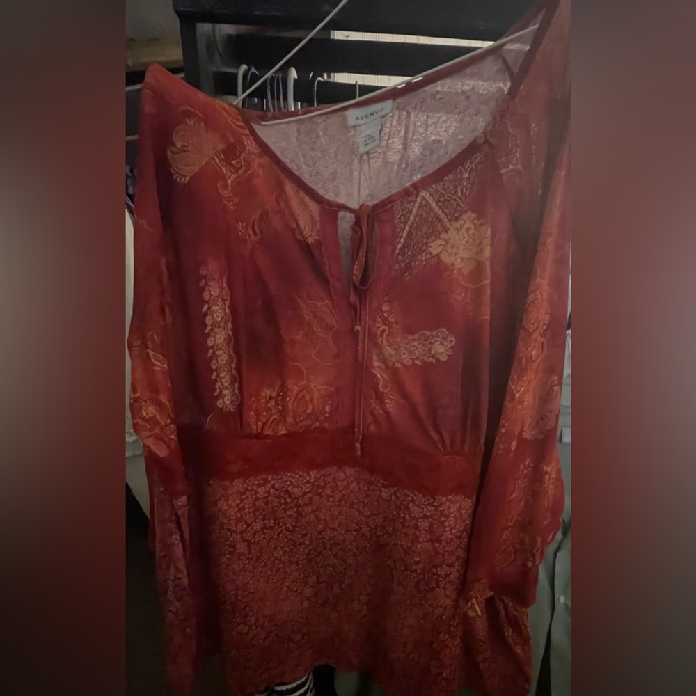 Avenue Red Blouse with Lace